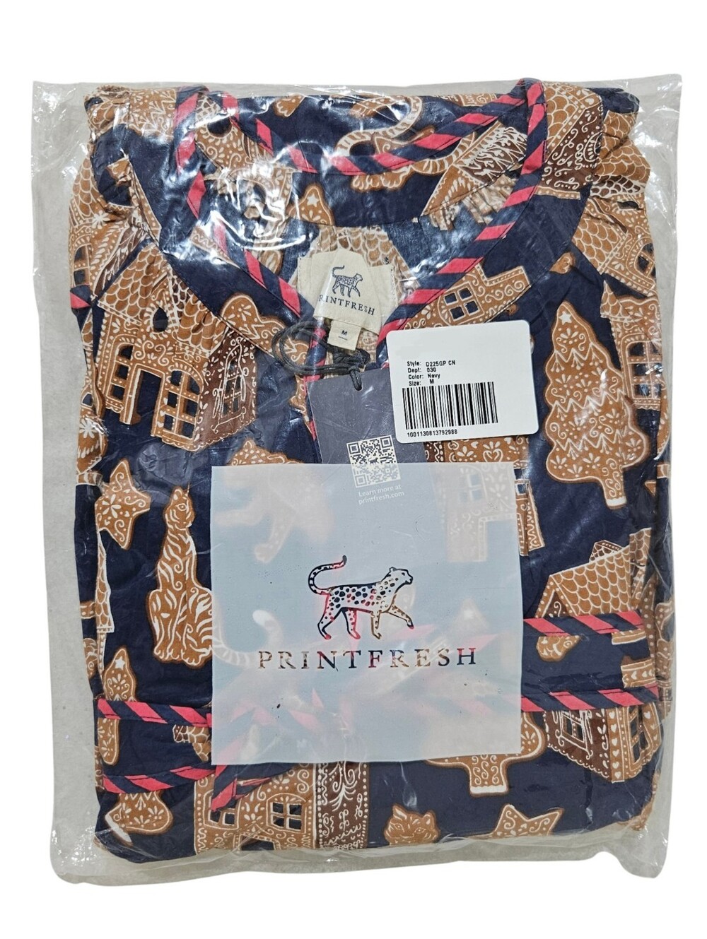 Printfresh Main Street Gingerbread Dress Medium Midi/Maxi Classic Navy Christmas